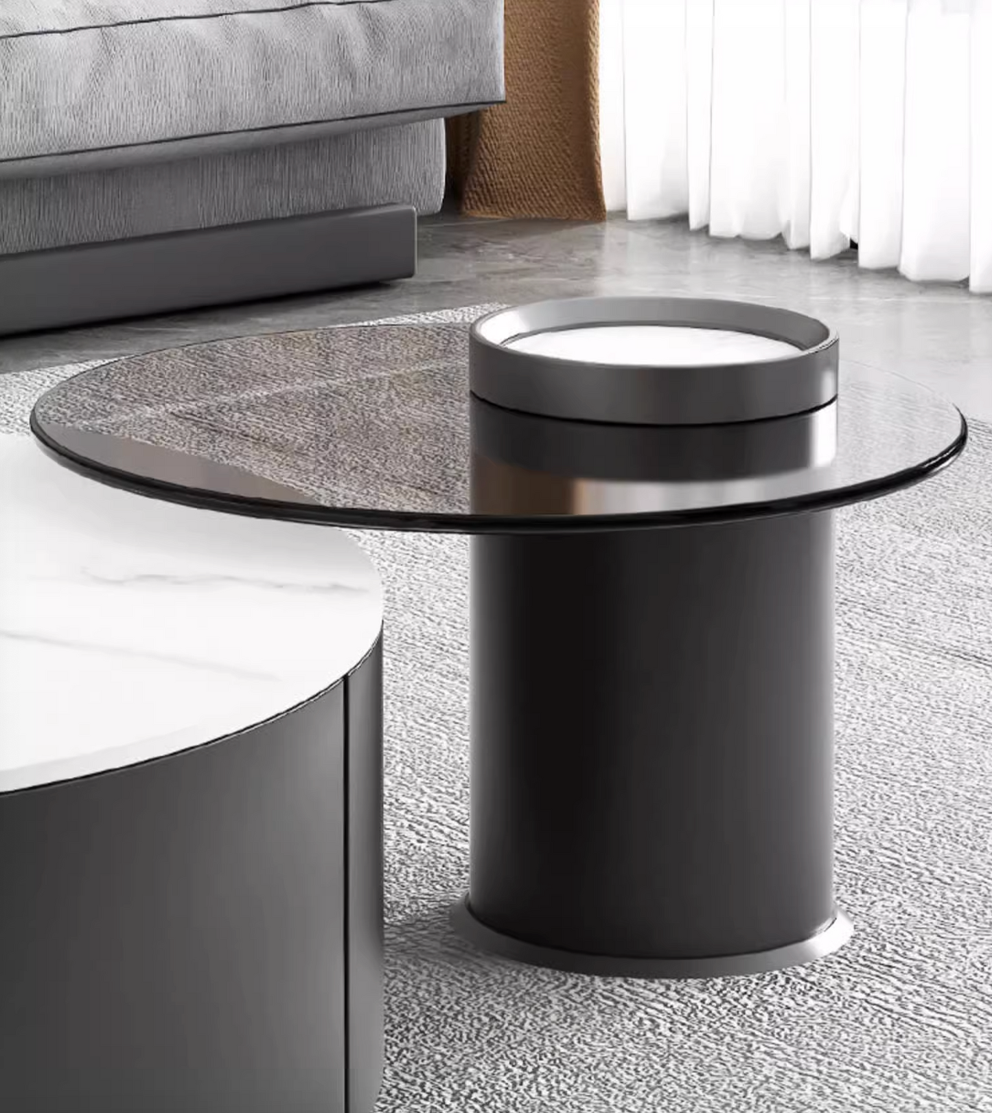Mosaic Round Nesting Coffee Table Set With Seat Pad｜ DC Concept