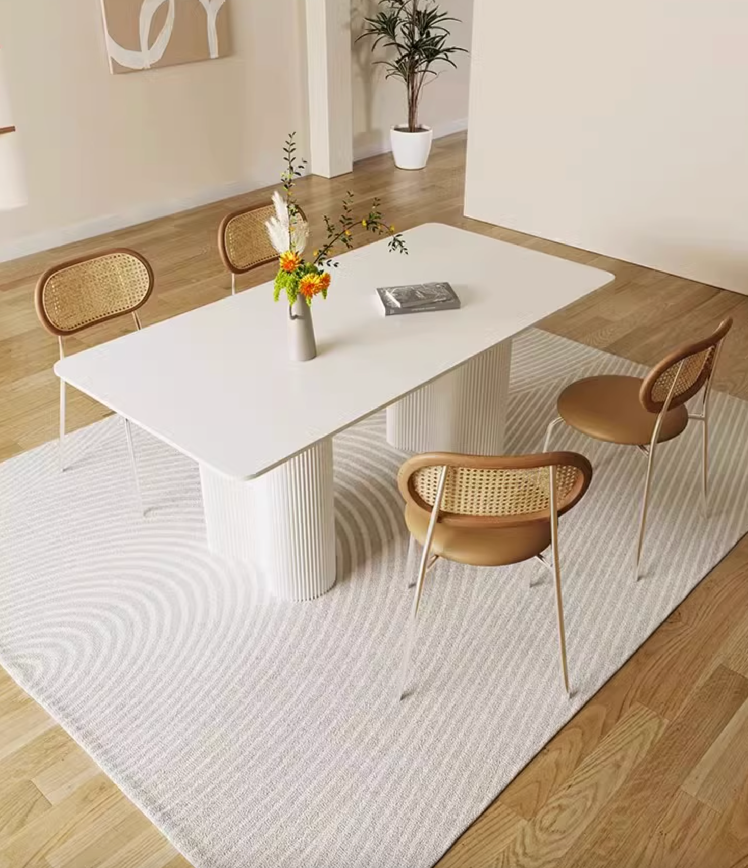 Aiden White Dining Table, Sintered Stone｜ DC Concept