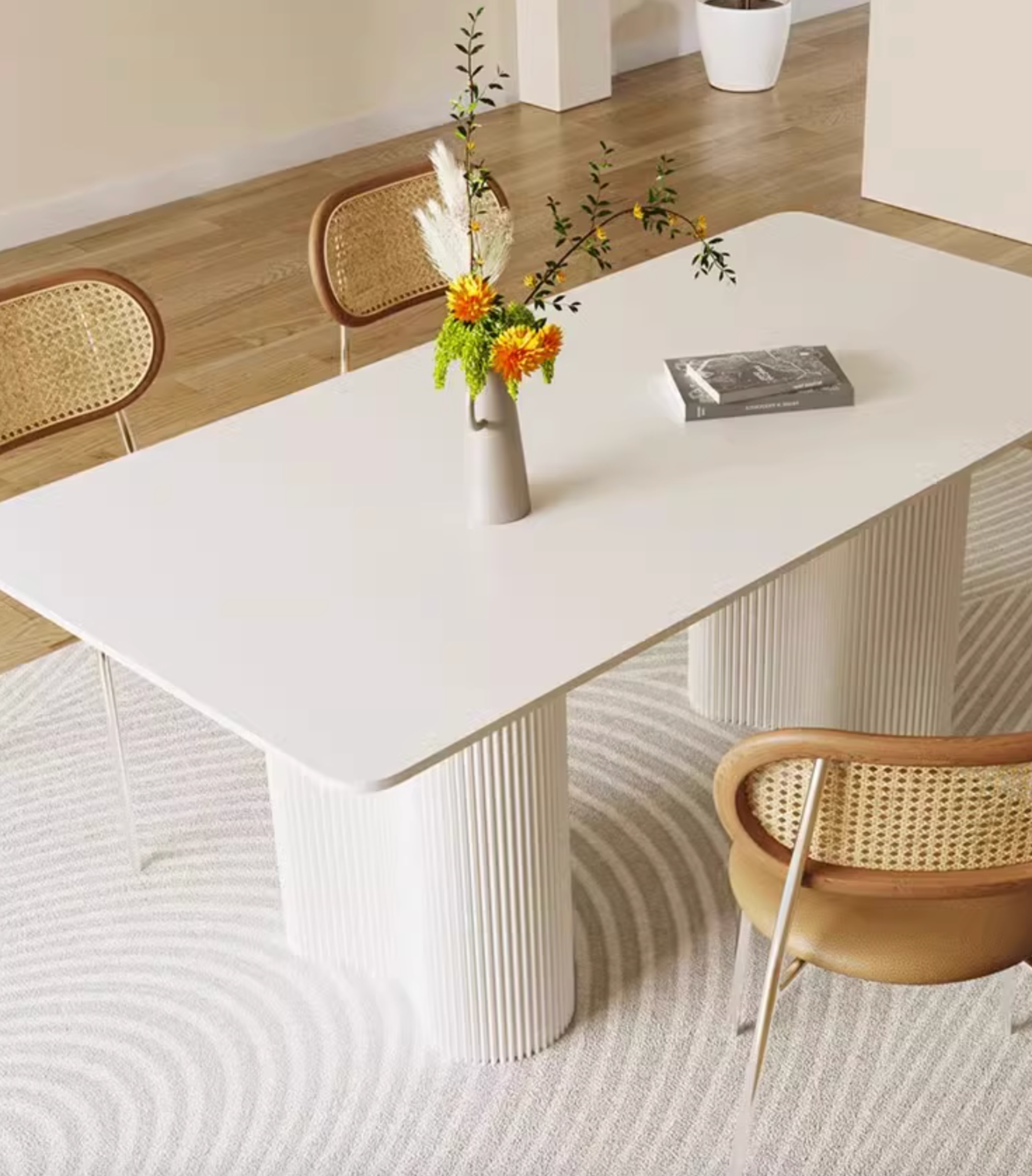 Aiden White Dining Table, Sintered Stone｜ DC Concept