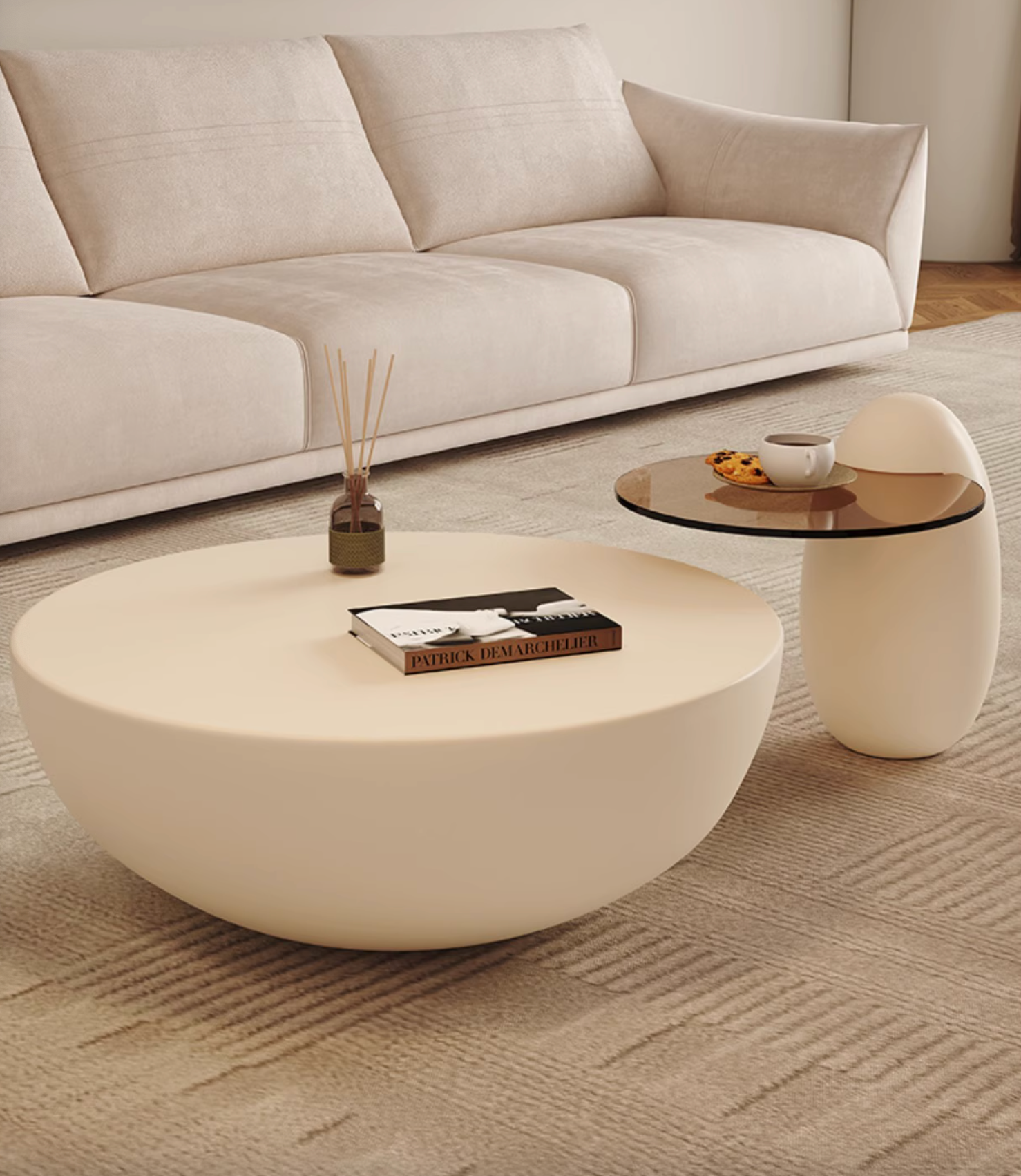 Oliver Marble Coffee Table, White｜ DC Concept