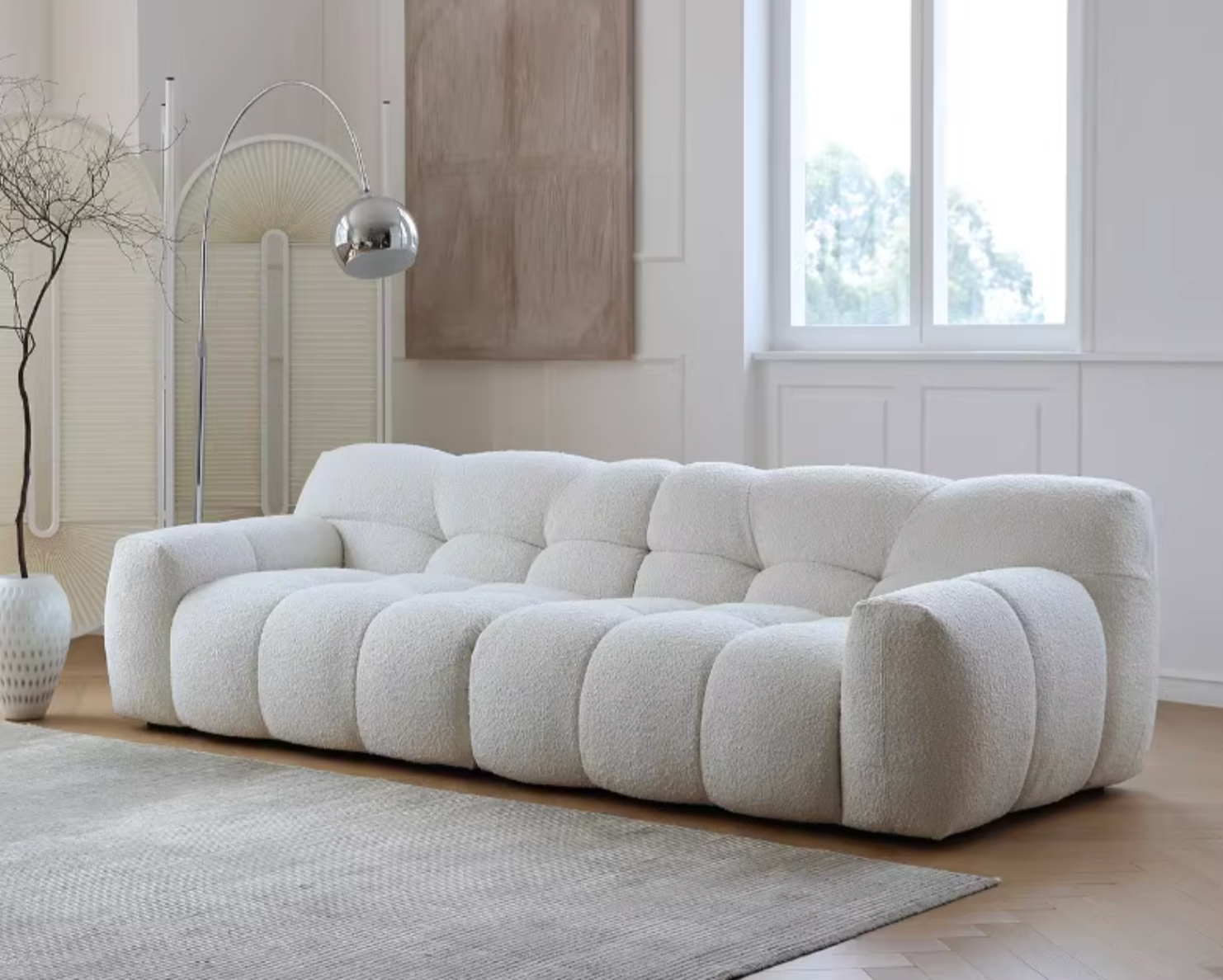Cora Candy Three Seater Sofa, White｜ DC Concept