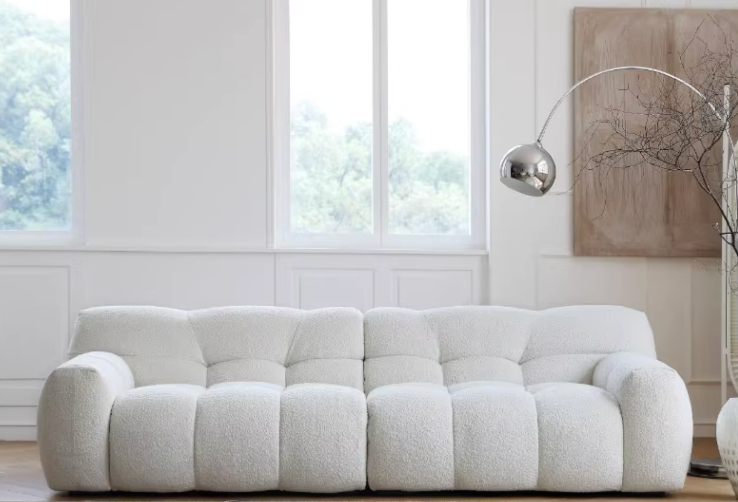 Cora Candy Three Seater Sofa, White｜ DC Concept