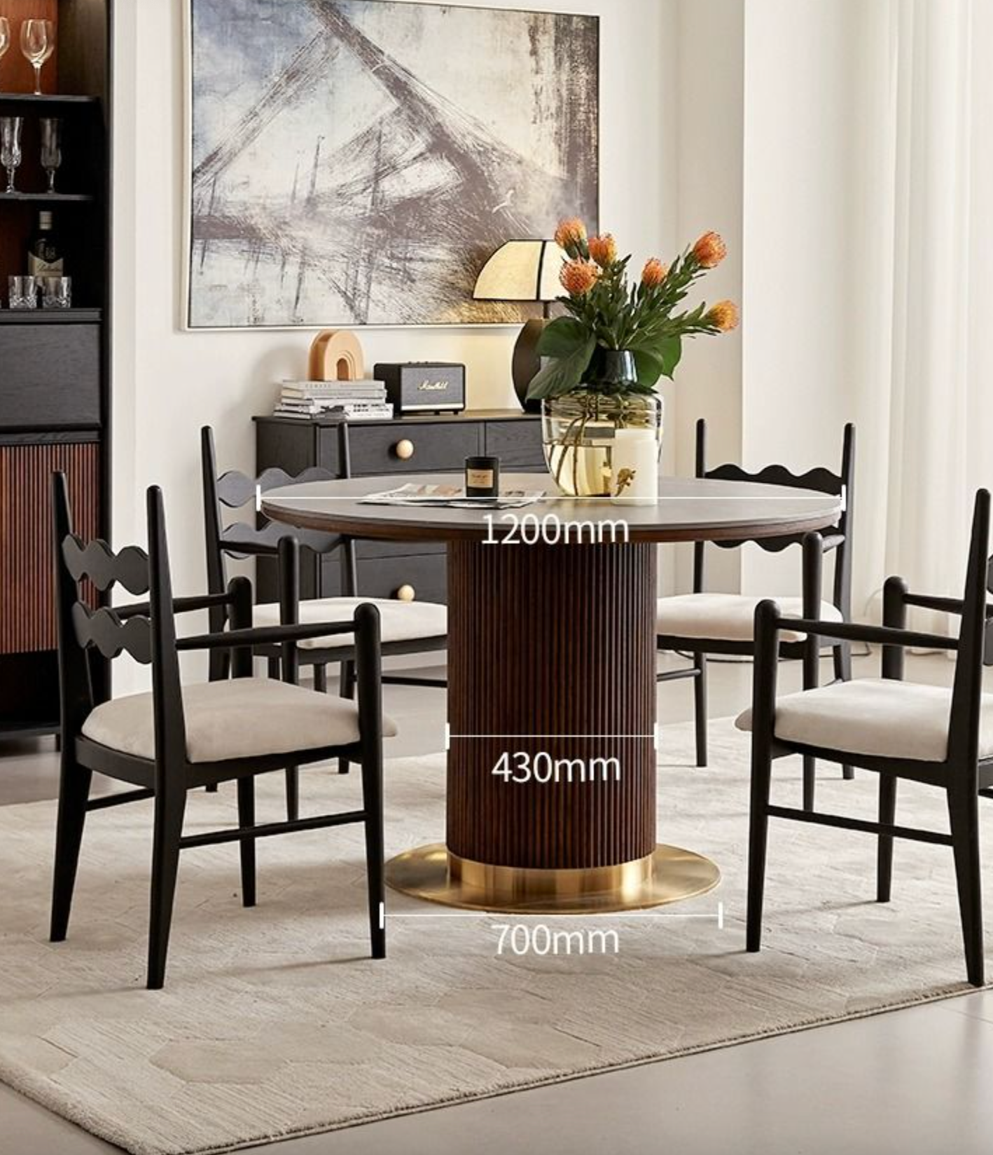 Bek Round Dining Table, Brown｜ DC Concept