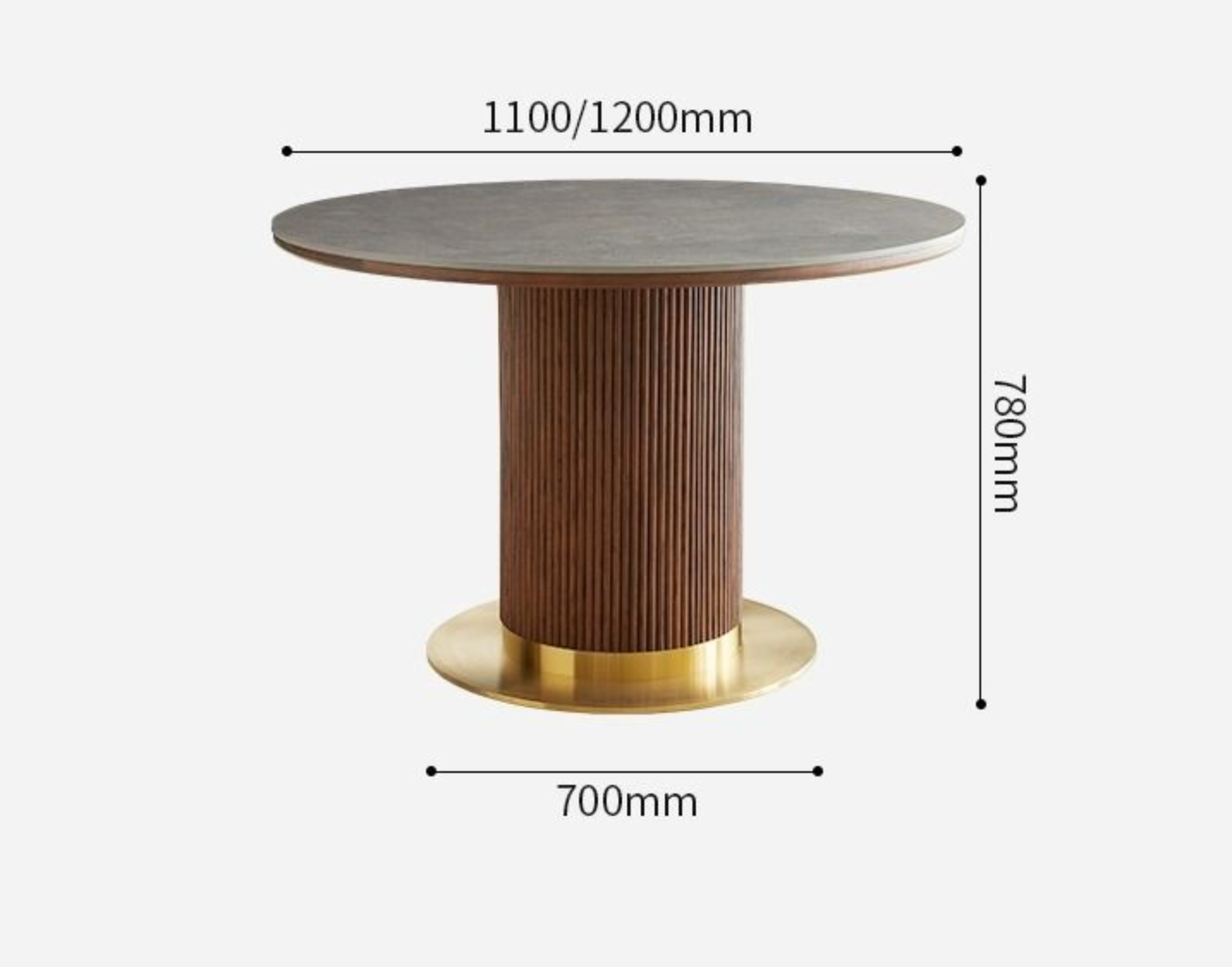Bek Round Dining Table, Brown｜ DC Concept