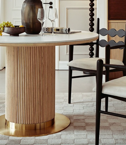 Bek Round Dining Table, White｜ DC Concept