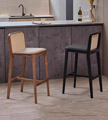 Ethan Rattan Barstool, Wood