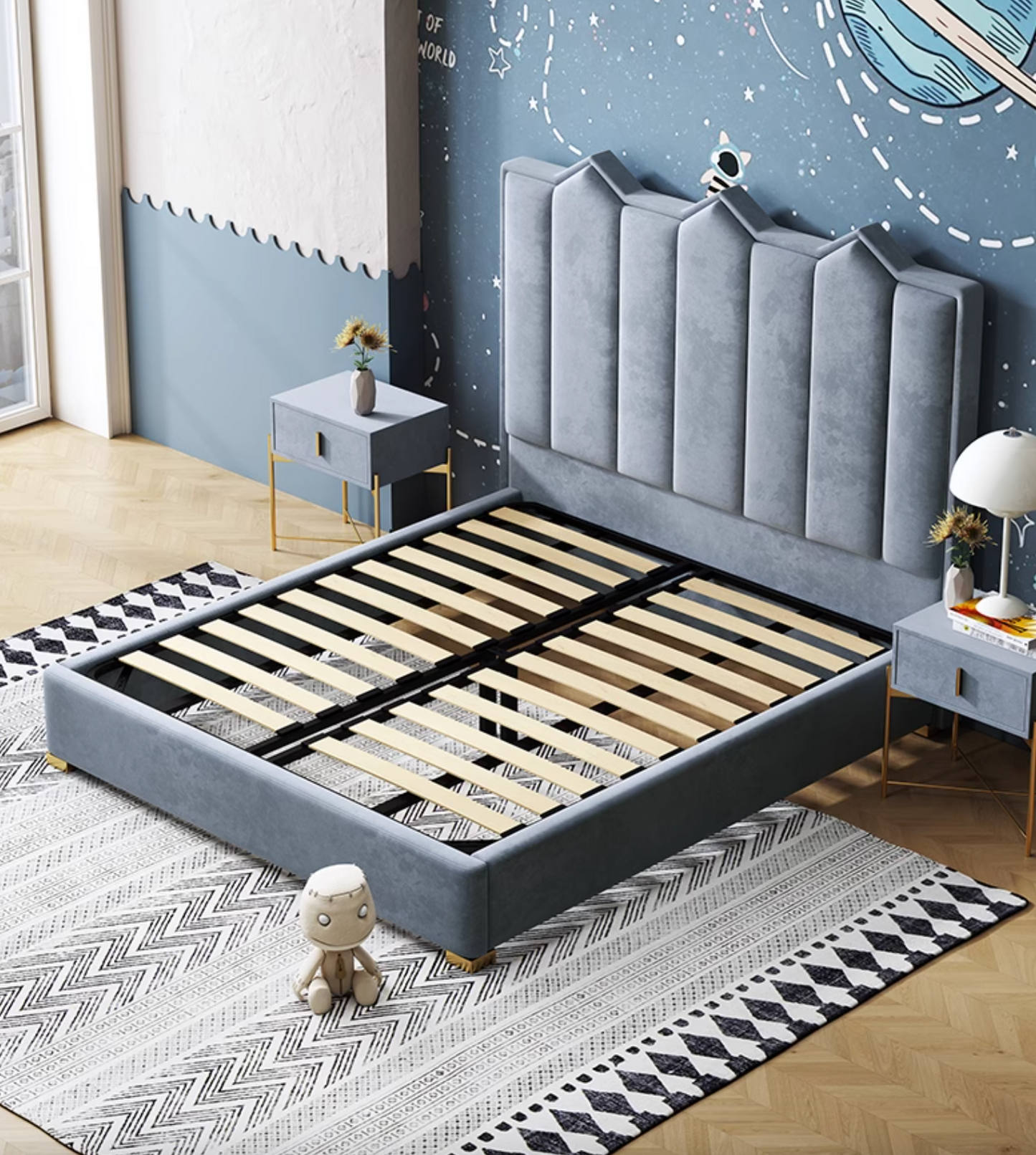 Baber Style King Size / Super King Size Bed, Velvet