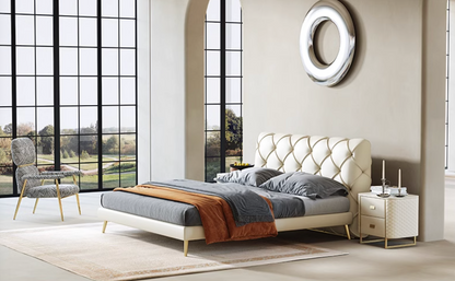Baal King Size / Super King Size Bed, Leather, With Beside Table