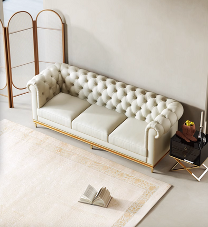 Abbado Chesterfield Three Seater Sofa, Real Leather