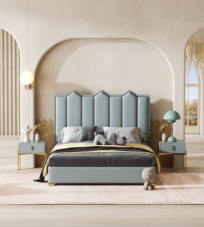 Baez King Size / Super King Size Bed, Leather/Velvet