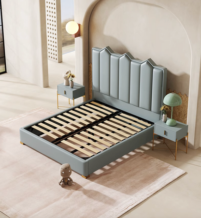 Baez King Size / Super King Size Bed, Leather/Velvet