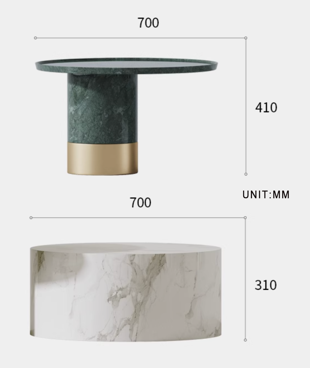 Bain Coffee Table Set, Marble