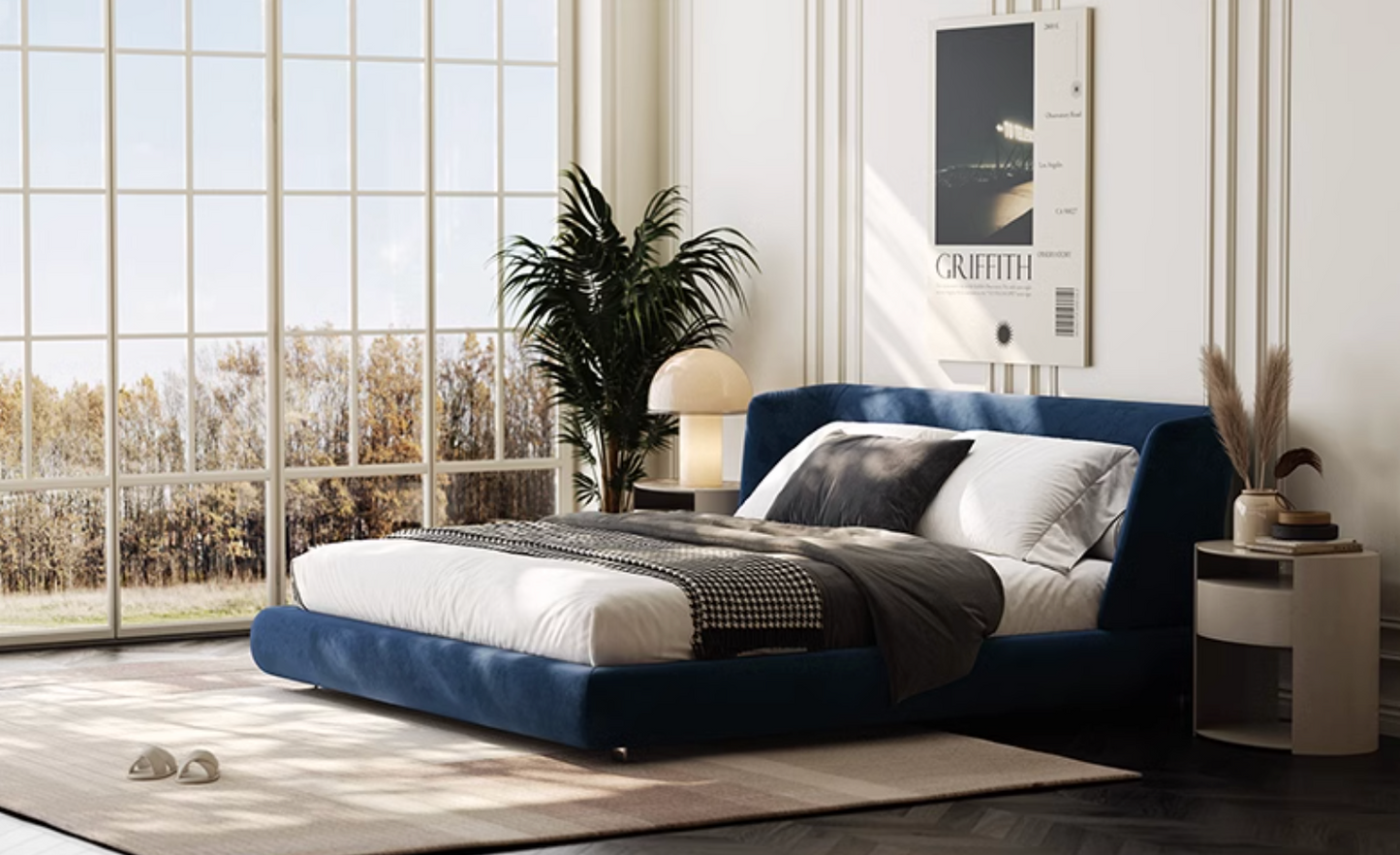 Baffin Super King Size Bed, Velvet