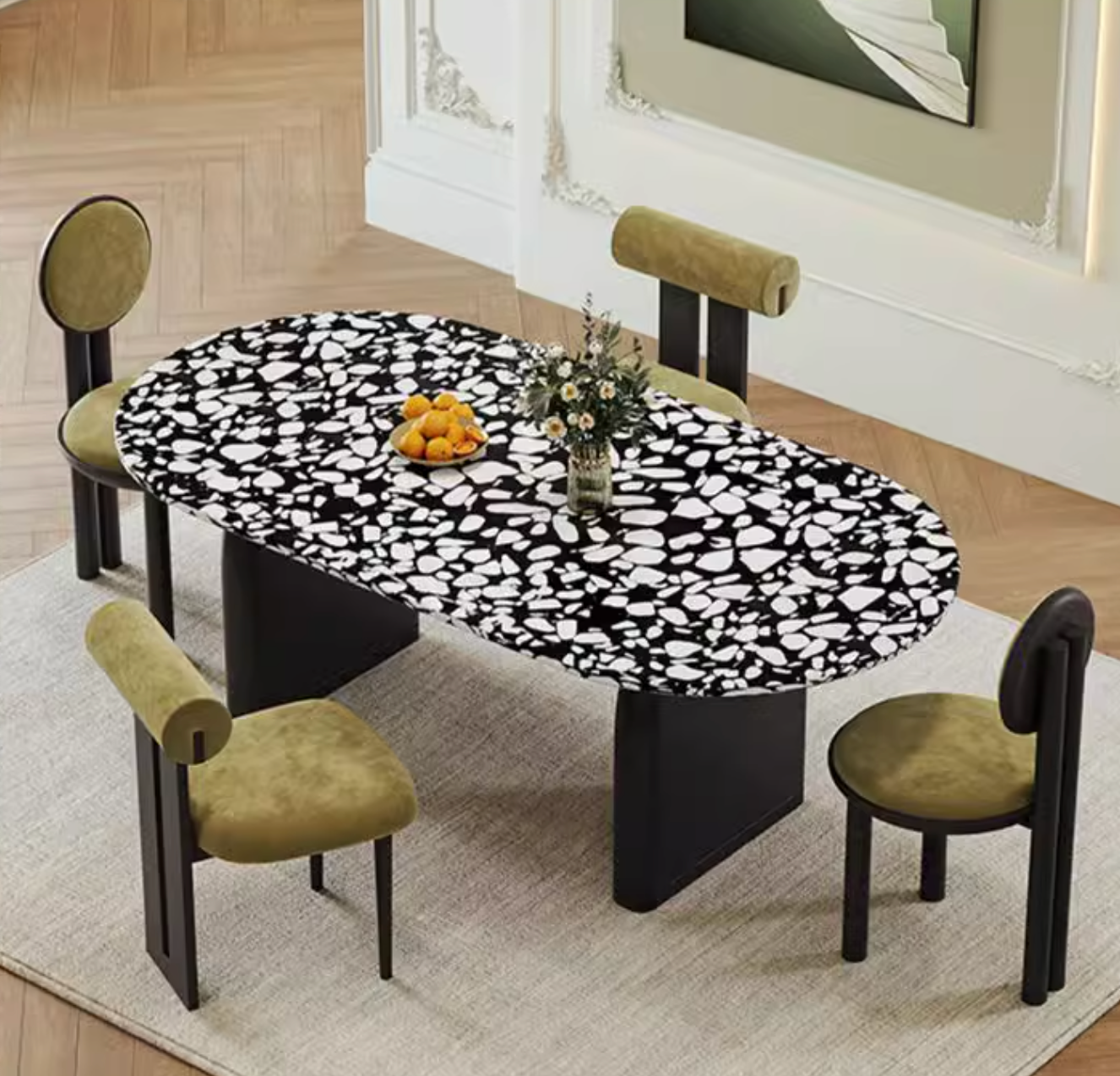 Eaton Dining Table, Black Terrazzo