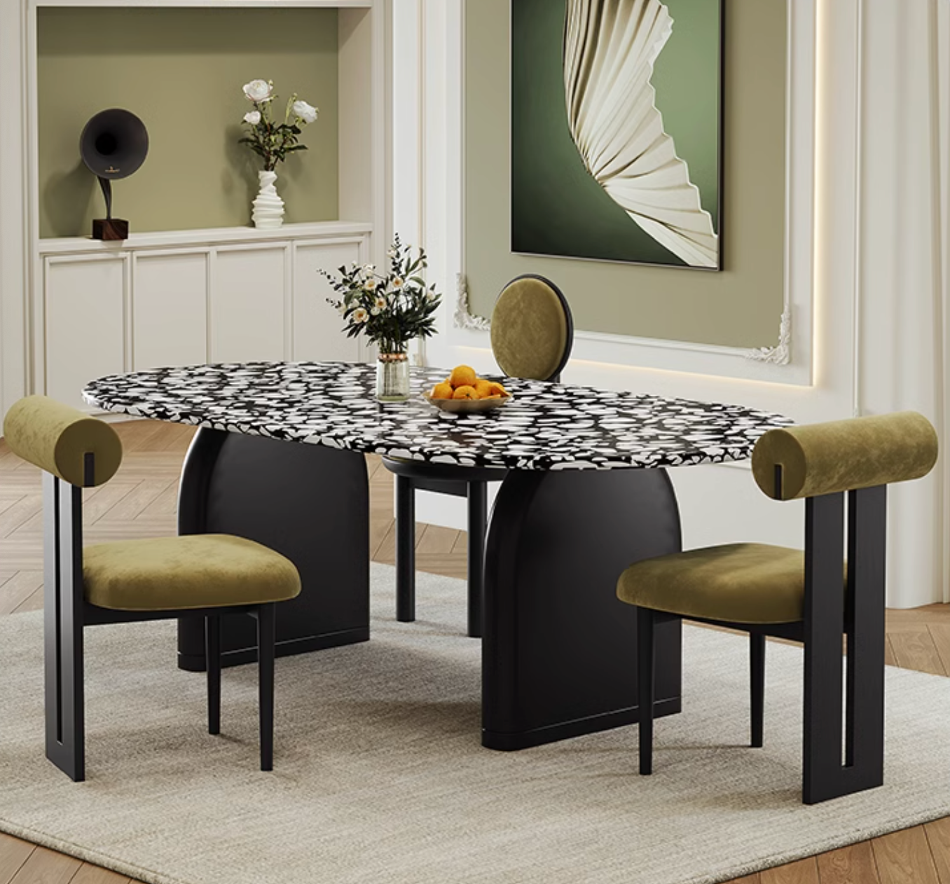 Eaton Dining Table, Black Terrazzo