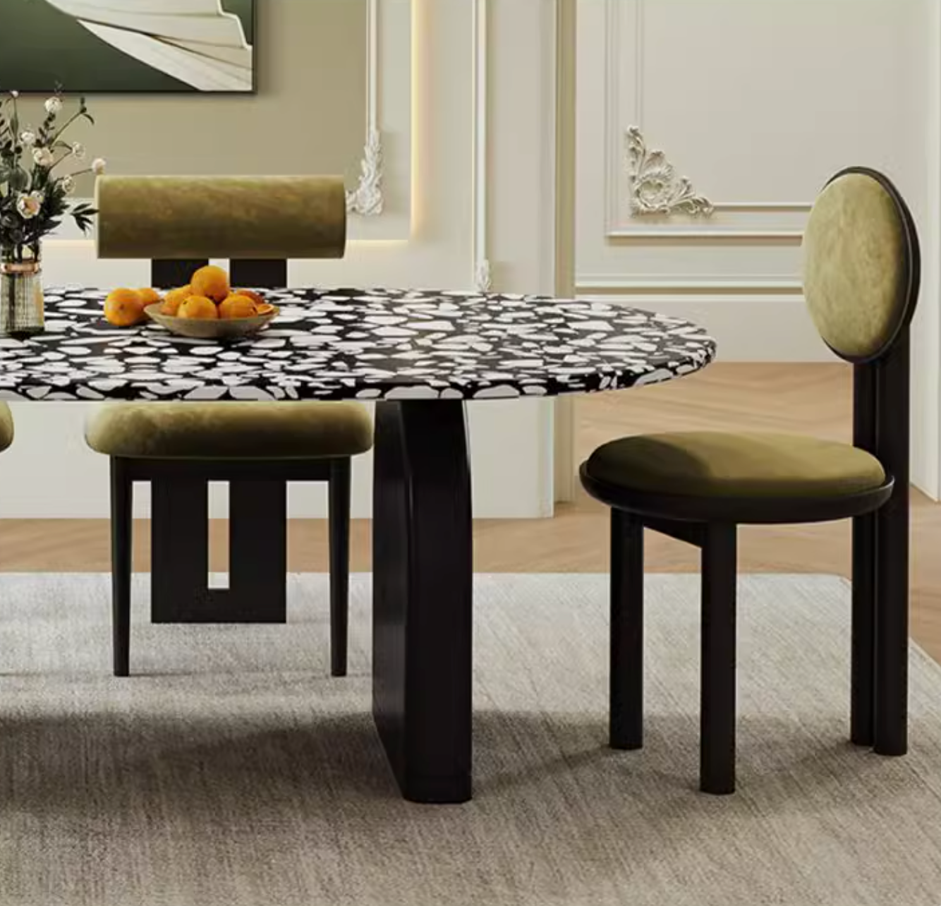 Eaton Dining Table, Black Terrazzo