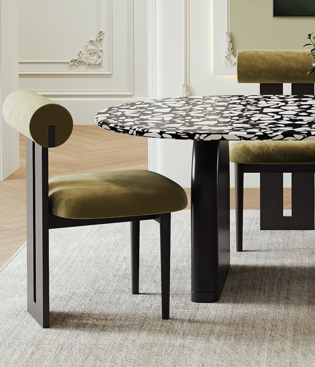 Eaton Dining Table, Black Terrazzo