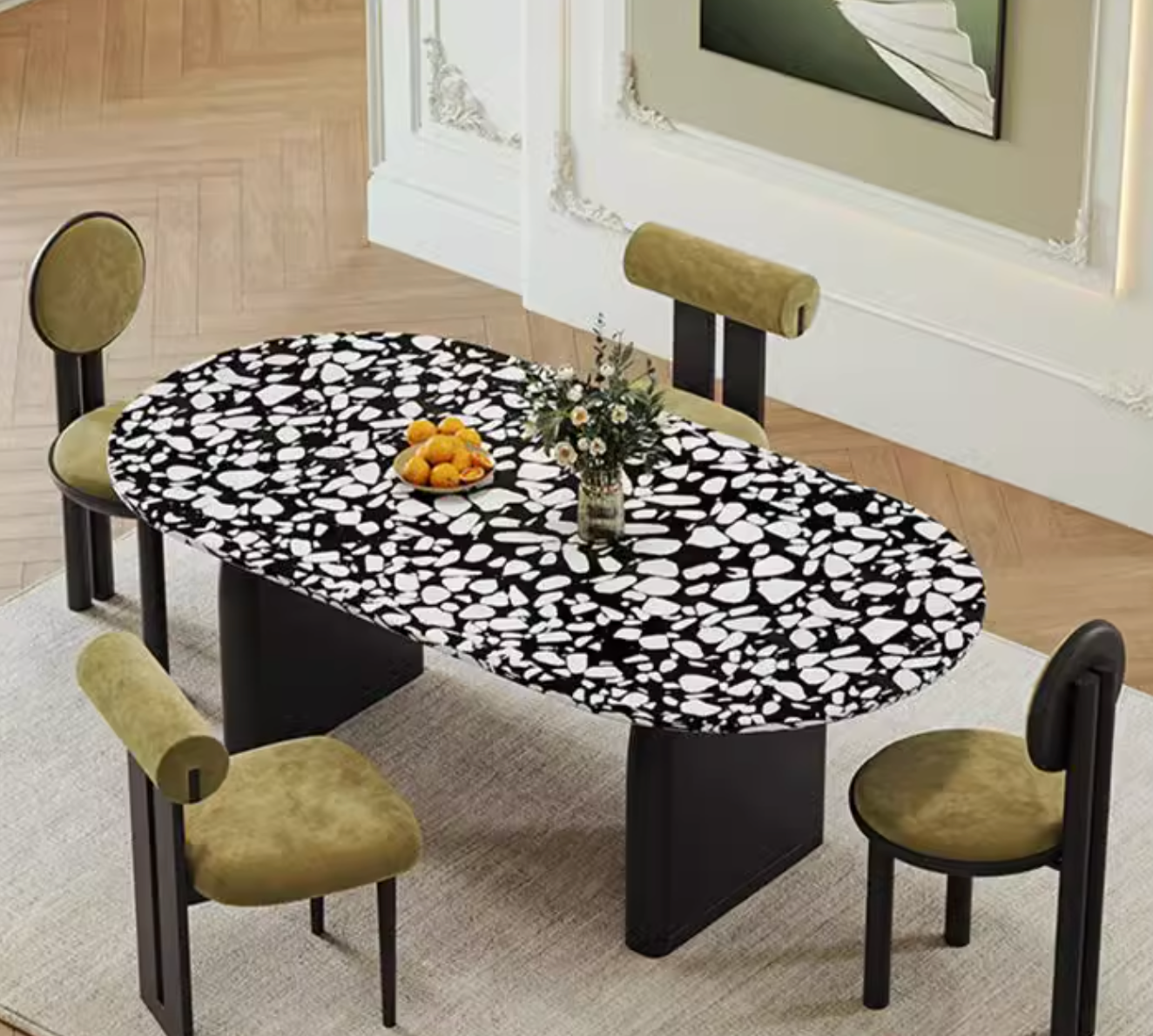 Eaton Dining Table, Black Terrazzo