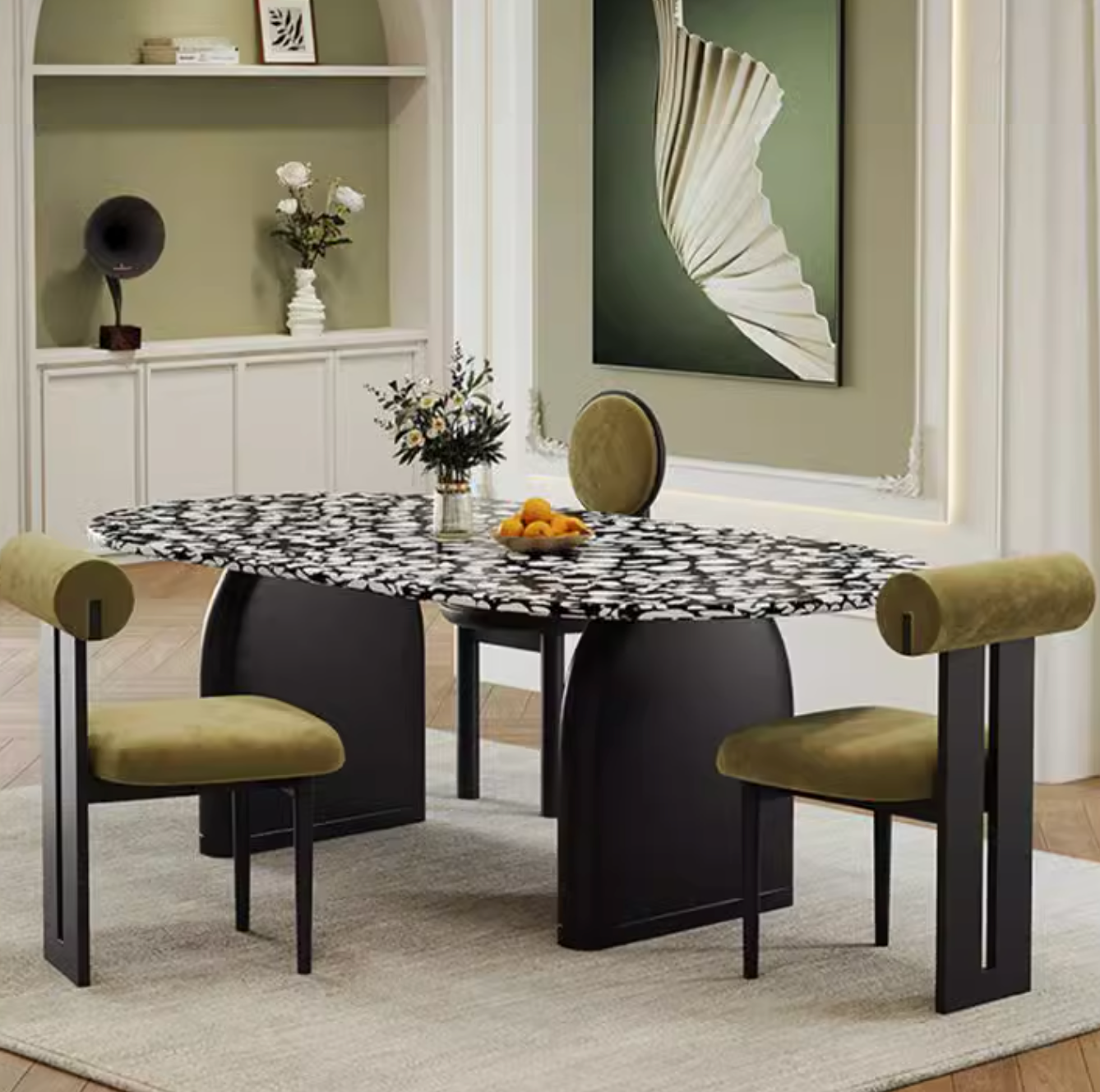 Eaton Dining Table, Black Terrazzo
