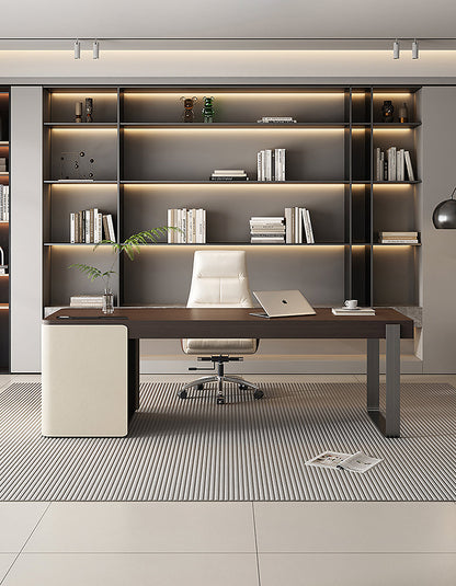 Torres Office Desk With Storage, Wood