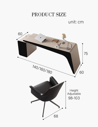 Hargrove Office Desk With Chest Of Drawers, Khaki & Black