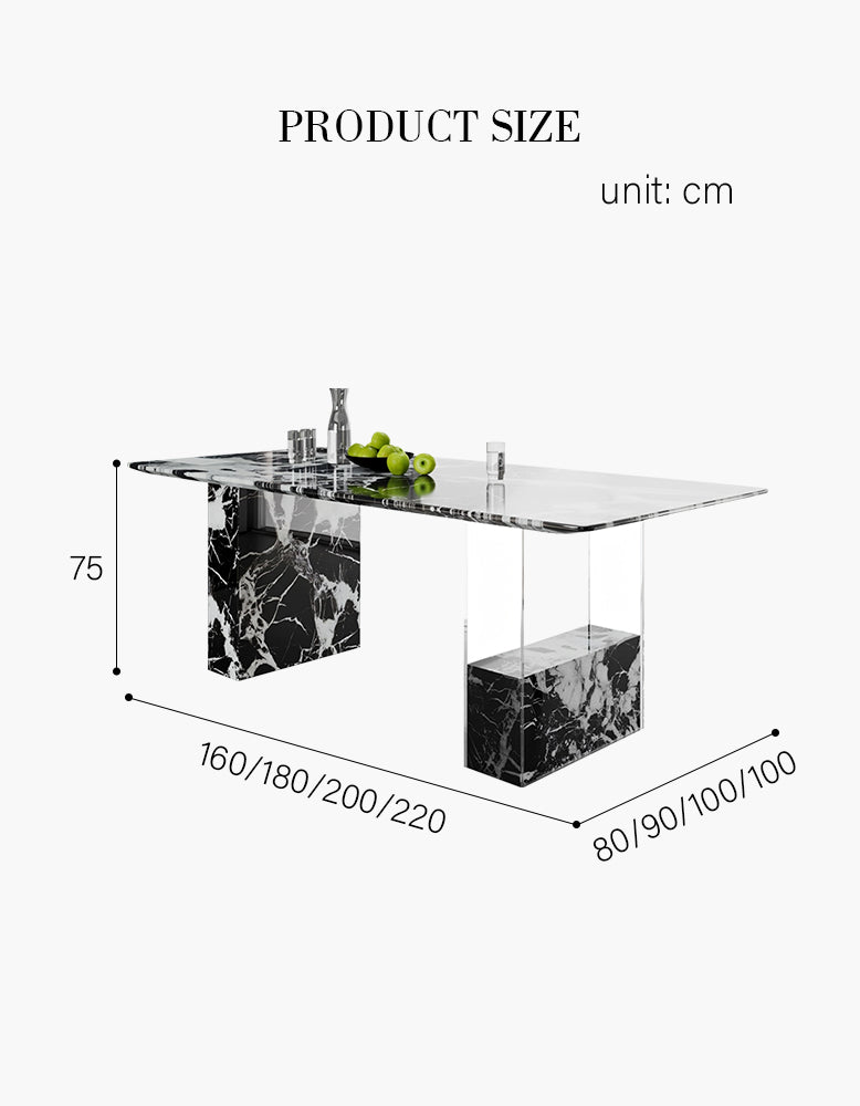 Blanchard Office Desk, Acrylic & Black Marble