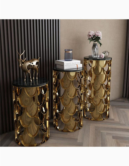 Gold Nesting Coffee Table, Marble｜ DC Concept