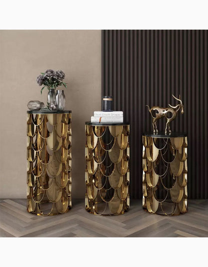 Gold Nesting Coffee Table, Marble｜ DC Concept