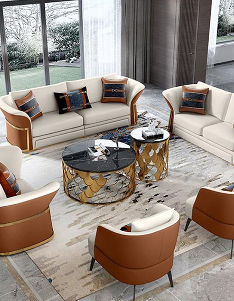 Gold Nesting Coffee Table, Marble｜ DC Concept