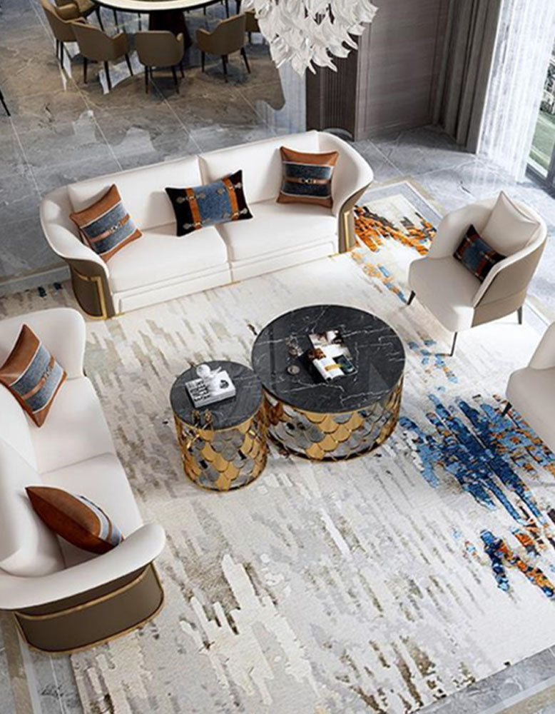 Gold Nesting Coffee Table, Marble｜ DC Concept