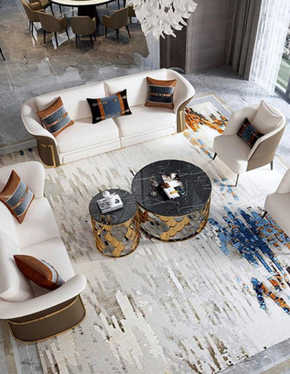 Gold Nesting Coffee Table, Marble｜ DC Concept