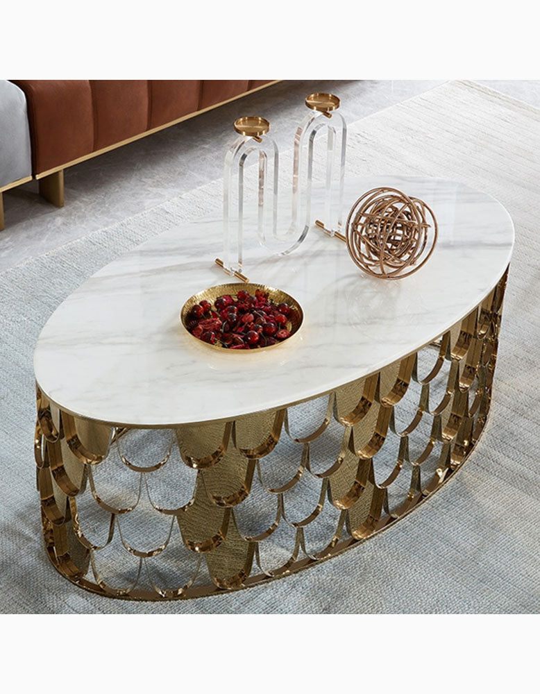 Gold Nesting Coffee Table, Marble｜ DC Concept