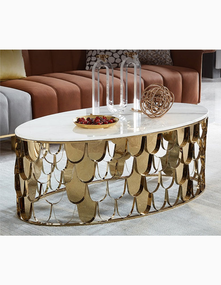 Gold Nesting Coffee Table, Marble｜ DC Concept