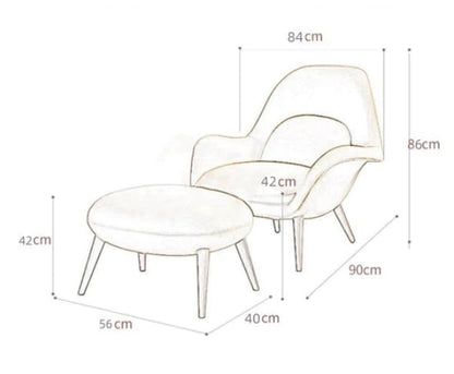 Swoon Lounge Petit Armchair And Stool, Brown, Wood Leg