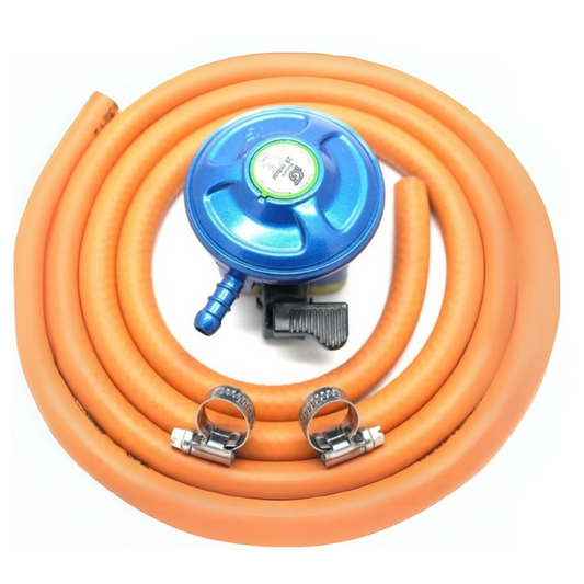 2m 8mm hose + 2 clips + 21mm clip on butane regulator