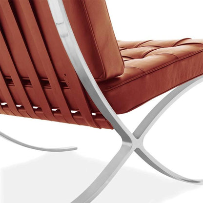 Modern Barcelona Chair And Footstool, Brown Leather｜ DC Concept