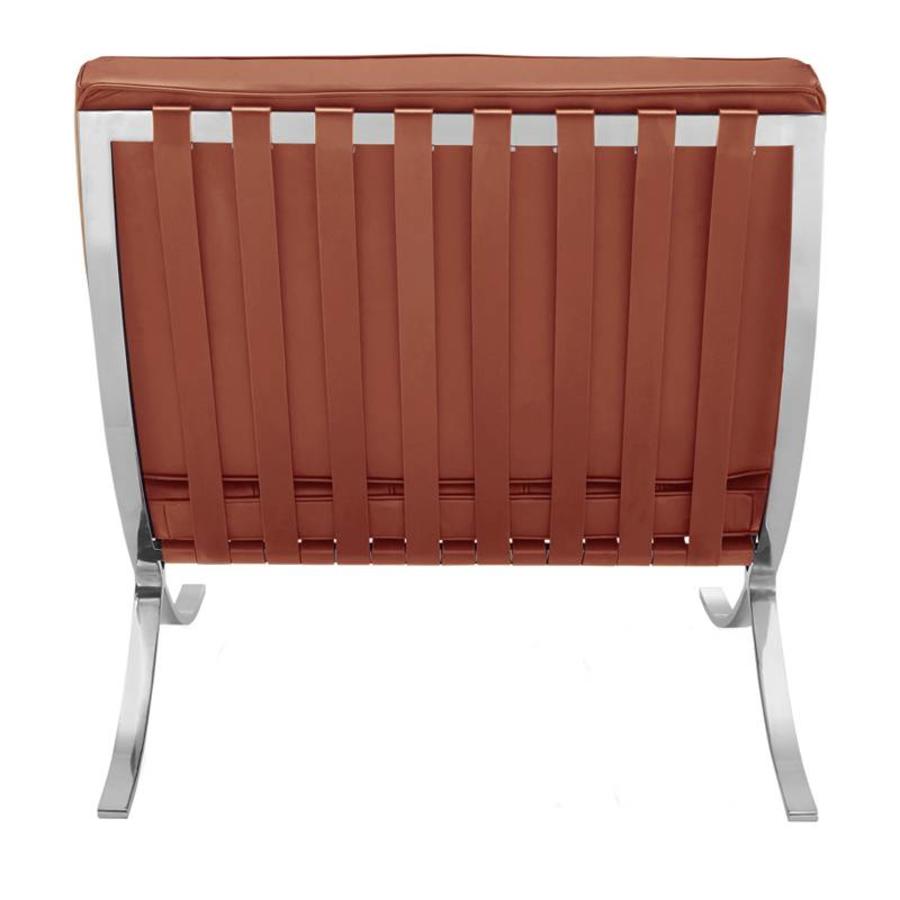 Modern Barcelona Chair And Footstool, Brown Leather｜ DC Concept