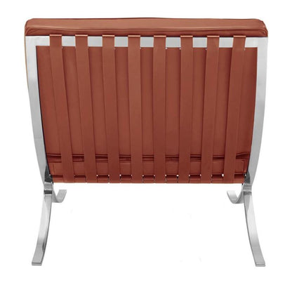 Modern Barcelona Chair And Footstool, Brown Leather｜ DC Concept