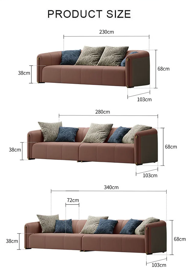 Home Contemporary Three Seater Sofa Set, Real Leather-DC Concept-DC Concept